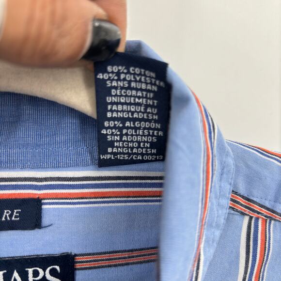 Chaps Mens Size M Blue Striped Button Down Shirt Long Sleeve American Classic - Picture 10 of 13